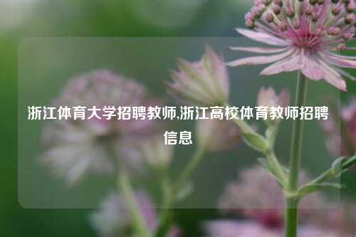 浙江体育大学招聘教师,浙江高校体育教师招聘信息