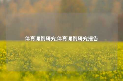 体育课例研究,体育课例研究报告