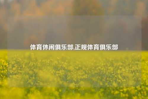 体育休闲俱乐部,正规体育俱乐部