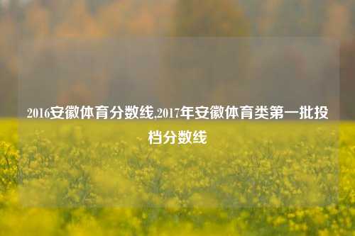 2016安徽体育分数线,2017年安徽体育类第一批投档分数线