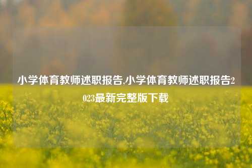 小学体育教师述职报告,小学体育教师述职报告2023最新完整版下载