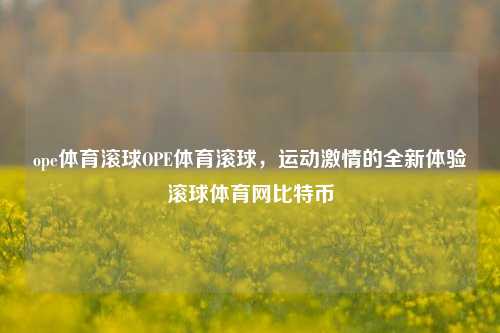 ope体育滚球OPE体育滚球，运动激情的全新体验滚球体育网比特币