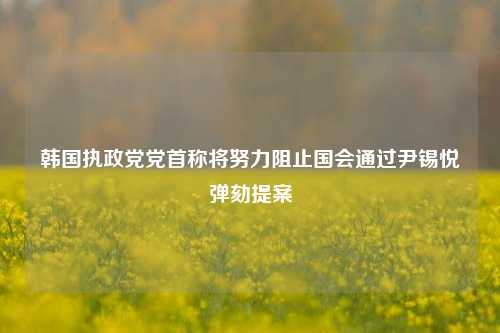 韩国执政党党首称将努力阻止国会通过尹锡悦弹劾提案